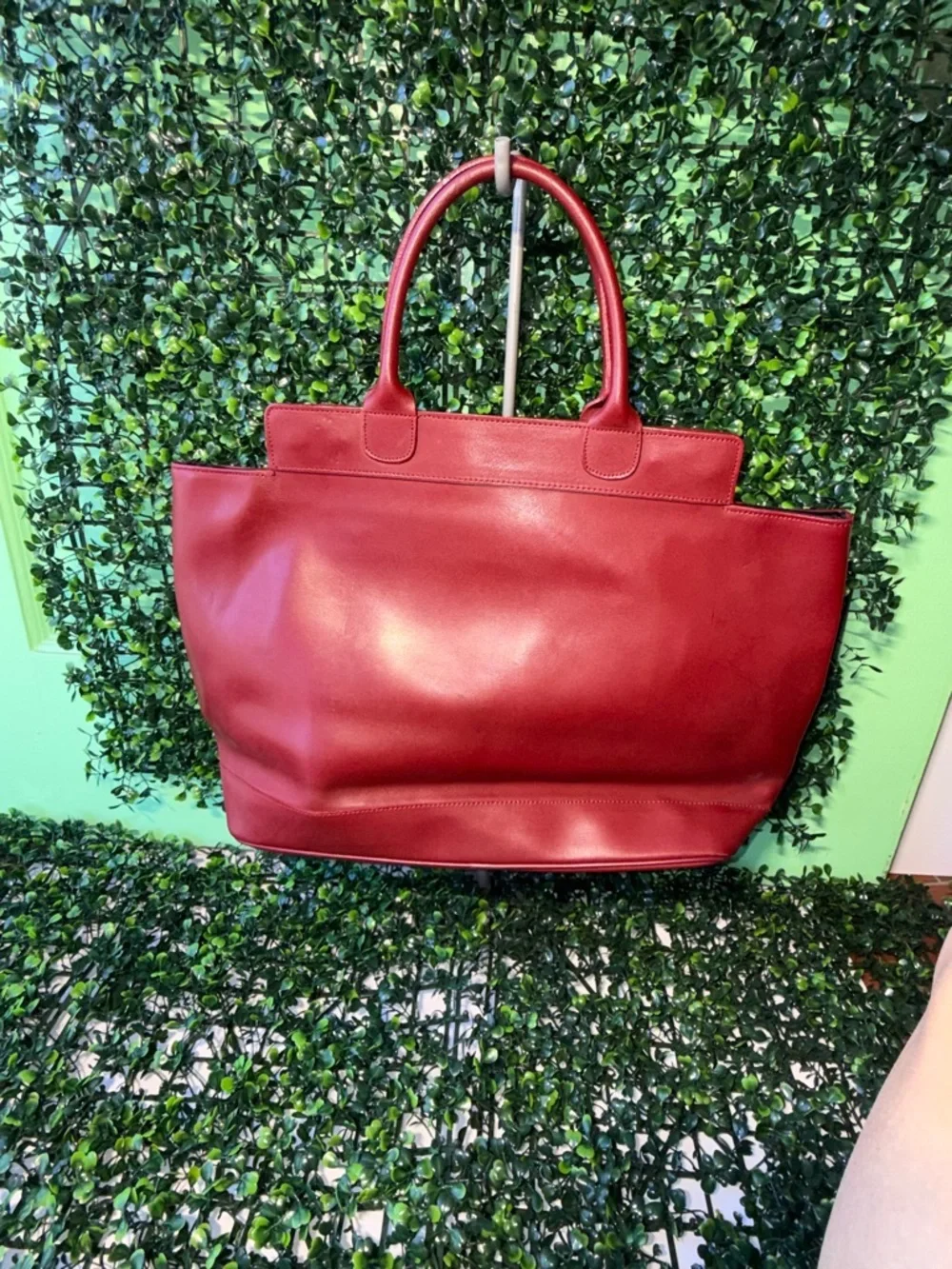 Authentic GERARD DAREL Red Leather Tote | Large Structured French Handbag